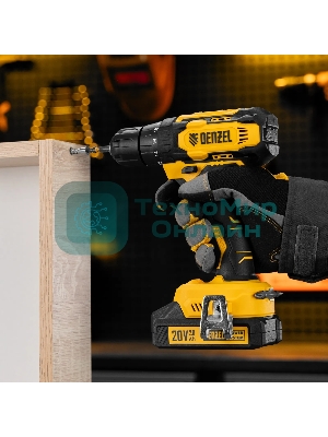 Дрель-шуруповерт Denzel CDQ-20, 20 В, 2 Ач, 40 Нм, щеточный