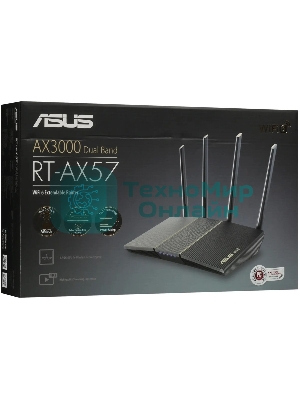 Роутер беспроводной Asus RT-AX57 AX3000 10/100/1000BASE-TX черный