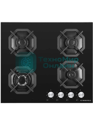Газовая варочная панель Maunfeld EGHG.64.23CB/G, 4 конфорки, закаленное стекло, черный