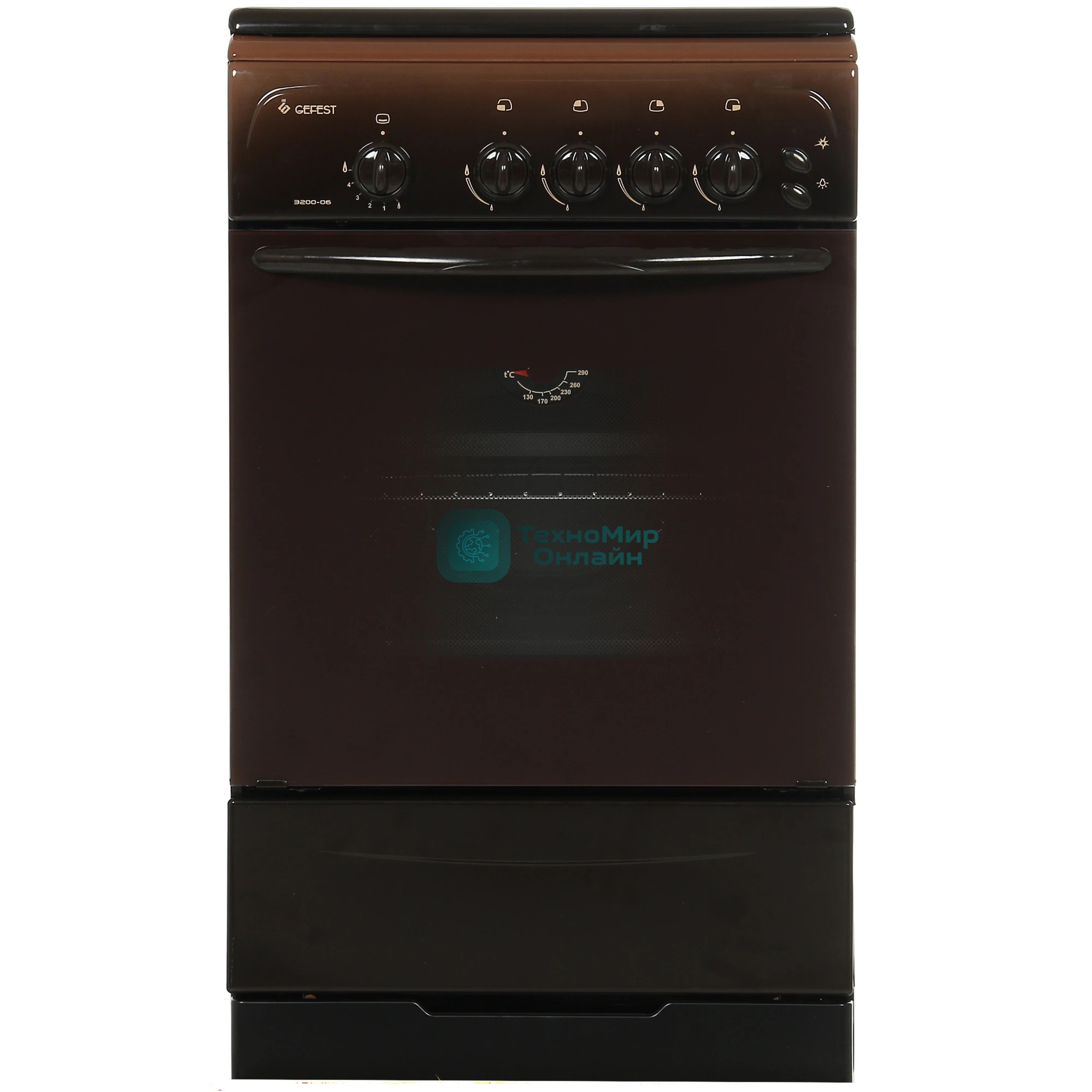 Плита газовая Gefest ПГ 3200-06 К43 коричневый, конфорок 4 шт, духовка 42 л, 50 см x 85 см x 57 см