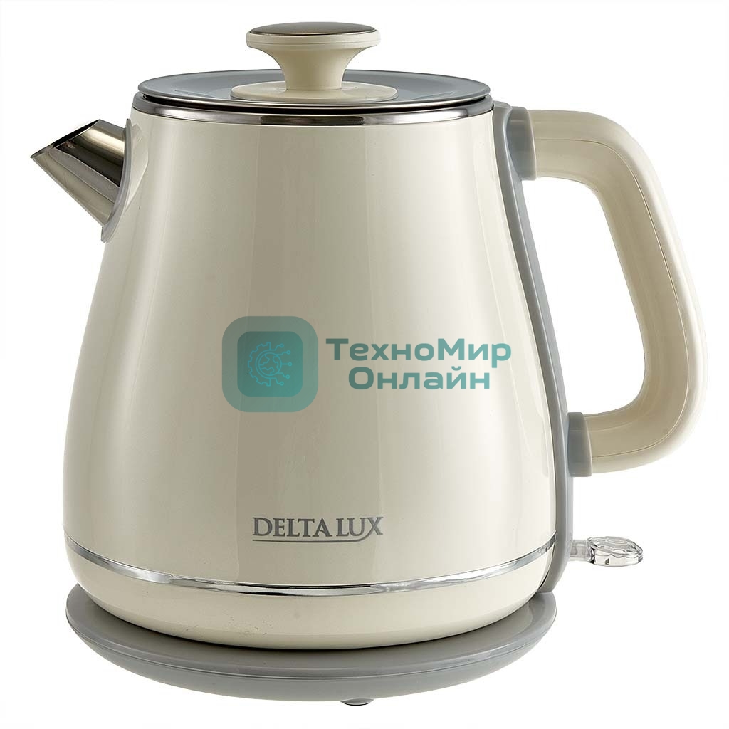 Чайник электрический Delta LUX DE-1019 (1,8 л, металл/пластик) белый