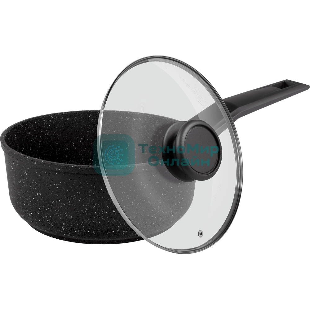 Ковш Maunfeld Galaxite MF18GLX01SP из литого алюминия со стеклянной крышкой, 18 см, 1,6 л