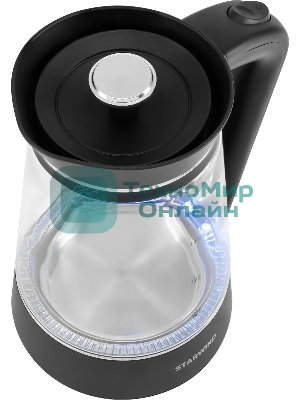 Чайник электрический Starwind SKG2116 1.8 л, 1700 Вт, черный/прозрачный корпус: стекло