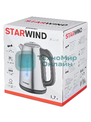 Чайник электрический Starwind SKS3210 1.7 л, 2200 Вт, серебристый (корпус: металл)