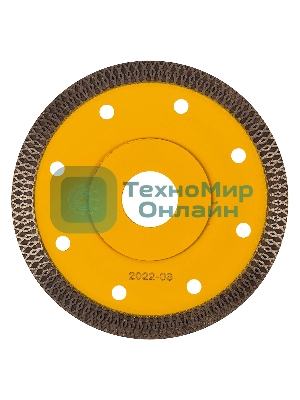 Диск алмазный отрезной Denzel 115 х 22,2мм, сплошной, супертонкий, горячий пресс, сухой/мокрый рез