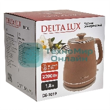 Чайник электрический Delta LUX DE-1019 (1,8 л, металл/пластик) коричневый