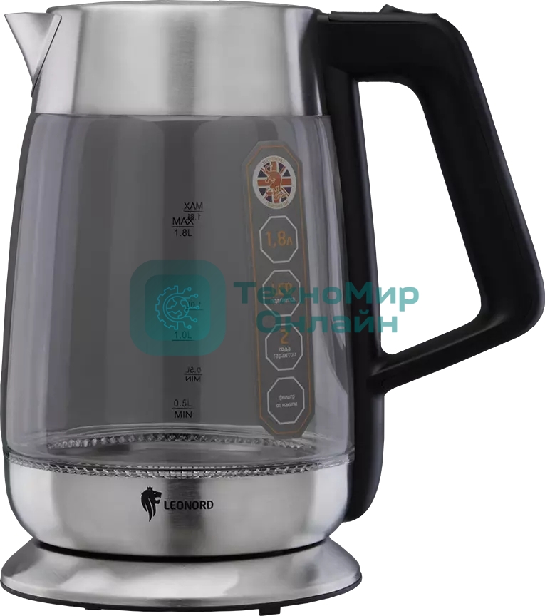 Чайник электрический LEONORD LE-1508 1,8 л, стекло, 2200 Вт