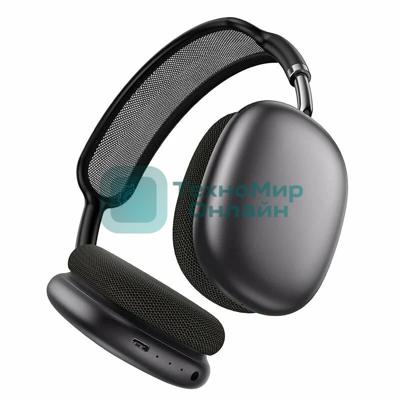 Беспроводные/проводные наушники Borofone BO35 серый космос, накладные, Bluetooth + проводной, до 15 ч