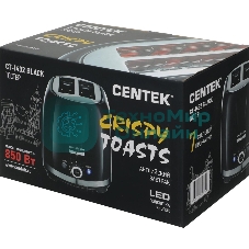 Тостер Centek СТ-1432 черный/стальной