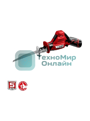 Пила сабельная. Зубр 12В, 1 АКБ (2А·ч), в коробке, СПЛ-125-21