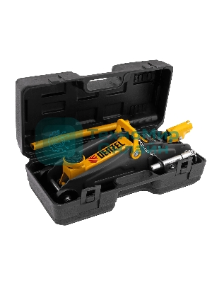 Домкрат гидравлический подкатной с фиксатором Denzel 2 т, 130-330 мм, в кейсе