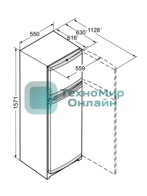 Холодильник Liebherr CTE 2931-26 001 белый двухкамерный 218/52л морозилка сверху