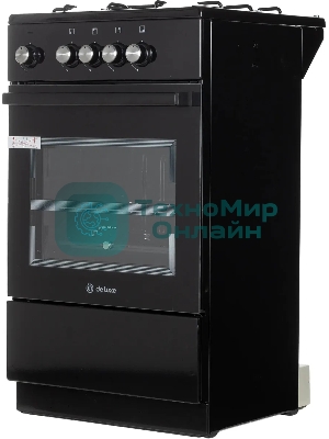 Плита газовая De Luxe 5040.48Г (Щ)-011 черный, конфорок 4 шт, духовка 46 л, 50 см x 85 см x 50 см