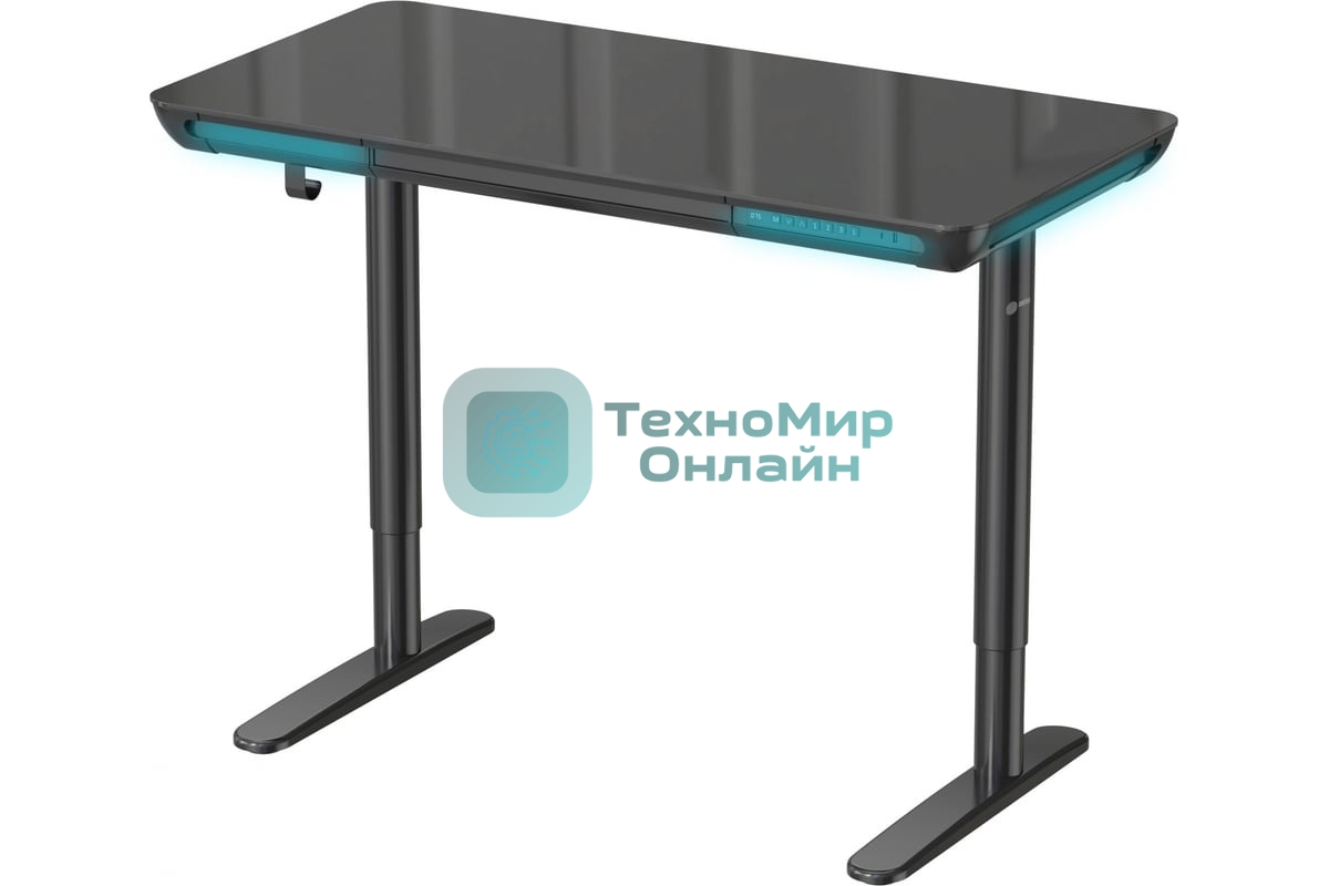 Стол компьютерный Cactus CS-EGD-BK-LED столешница закаленное стекло, черный, каркас черный