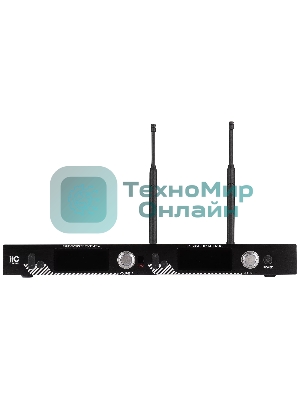 Радиосистема ITC T-521UV UHF двухканальная радиосистема с головным и ручным микрофонами, LCD дисплей, частотный диапазон 470-510 MHz.