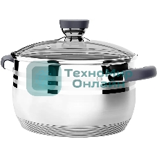 Кастрюля LARA LR02-473 Mercury 4,9 л, 22 см, нержавеющая сталь, с крышкой