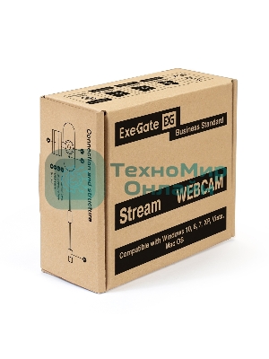 Веб-камера ExeGate Stream HD-4000 3840x2160, 30 кадр/с, USB Type-A, микрофон (2 шт, шумоподавление), автоматическая фокусировка, шторка приватности, универсальное крепление