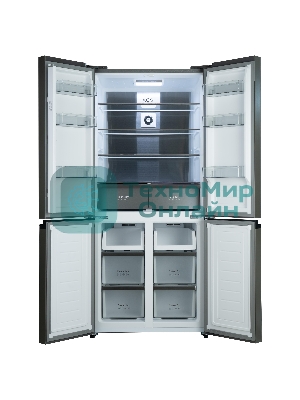 Холодильник Бирюса CD 496 TBG текстурированное черное стекло трехкамерный 334/162л морозилка снизу, NoFrost, Side by Side