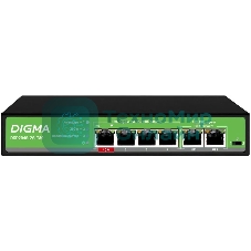 Коммутатор Digma DSP204G-2G-T80 (L2) 6x1 Гбит/с 4PoE 4PoE+ 1PoE++ 80W неуправляемый