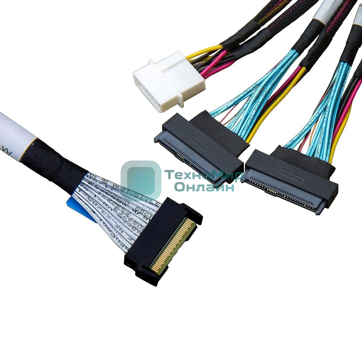 Кабель Amphenol RMC74-2464 Cable MCIO x8 74P (прямой Straight Type) -TO- 2* U.2 (SFF-8639), L:80cm (CMC239)