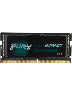 Оперативная память Kingston Fury Impact, DDR5, 16Gb (1x16Gb), 6400MHz, CL38, ECC, SO-DIMM, с радиатором, черный