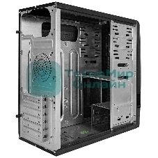 Компьютерный корпус Miditower ExeGate CP-604-UNS350 (ATX, БП UNS350 с вент. 12см, 2*USB, аудио, черный)