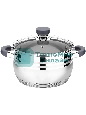 Кастрюля LARA LR02-473 Mercury 4,9 л, 22 см, нержавеющая сталь, с крышкой