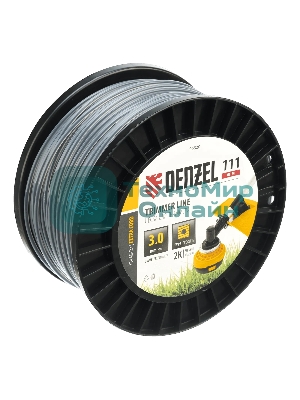 Леска для триммера Denzel двухкомпонентная квадрат, 3,0мм х 111м, на DIN катушке EXTRA CORD