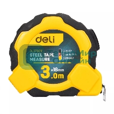 Рулетка Deli DL3795 3мx16мм, Автостоп, ударопрочный корпус, метрическая