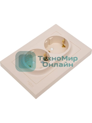 Розетка 2-м. SE ATN001226 AtlasDesign 16А с заземл. со шторками в сборе песочн.