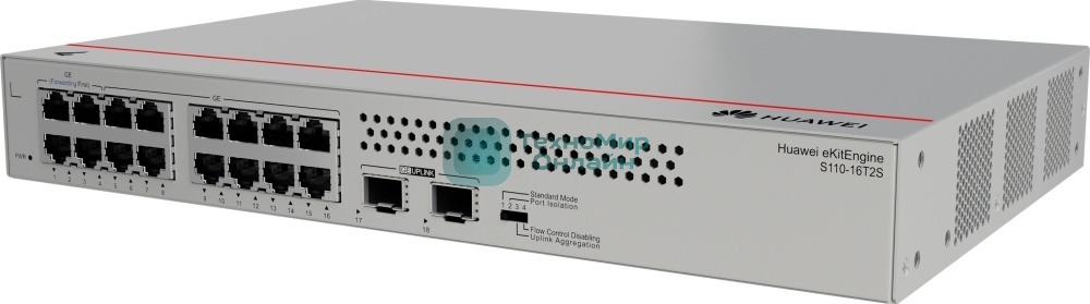 Коммутатор Huawei S110-16T2S (16*10/100/1000BASE-T ports, 2*GE SFP ports, built-in AC power, fanless)