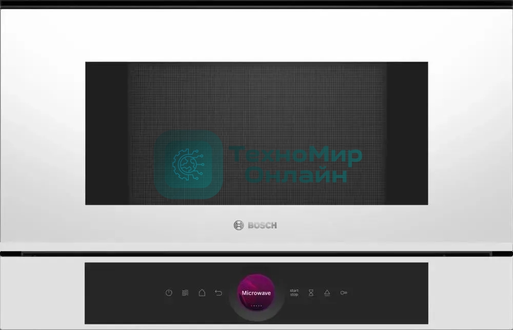 Микроволновая печь встраиваемая Bosch BFL7221W1 белый, 21 л, 900 Вт, переключатели - поворотный механизм/сенсор