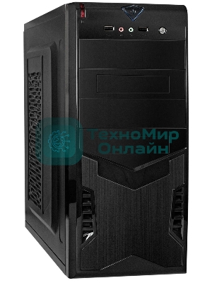 Компьютерный корпус Miditower ExeGate CP-604-UNS350 (ATX, БП UNS350 с вент. 12см, 2*USB, аудио, черный)