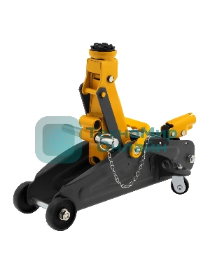 Домкрат гидравлический подкатной с фиксатором Denzel 2 т, 130-330 мм, в кейсе