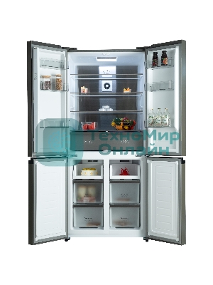 Холодильник Бирюса CD 496 TBG текстурированное черное стекло трехкамерный 334/162л морозилка снизу, NoFrost, Side by Side