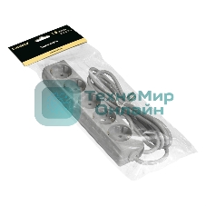 Удлинитель ExeGate ECE-5-1.8G (EX285820RUS), серый, 1,8 м, евровилка с заземлением, 5 евророзеток с заземлением, 2200 Вт