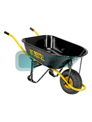 Тачка строительная Denzel усиленная, объем 130 л, 230 кг, колесо 15х6.00-6