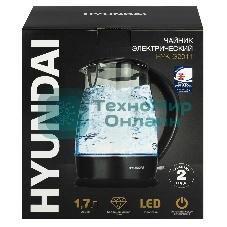 Чайник электрический Hyundai HYK-G2011 1.7 л, 2200 Вт, черный (корпус: стекло)