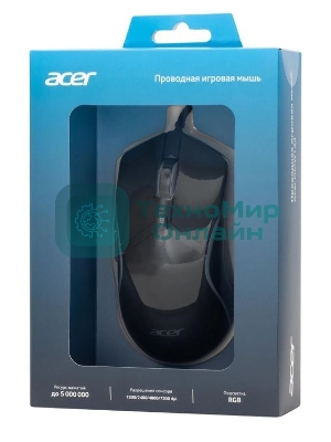 Мышь проводная Acer OMW144 черный, 3200 dpi, USB, кнопки - 7