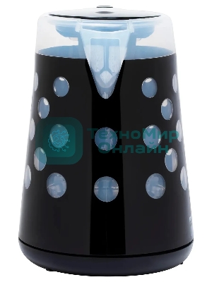 Чайник электрический Hyundai HYK-G2012 1.7 л, 2200 Вт, черный/прозрачный (корпус: пластик)