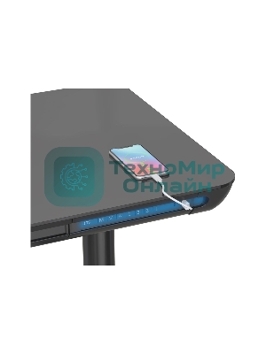 Стол компьютерный Cactus CS-EGD-BK-LED столешница закаленное стекло, черный, каркас черный