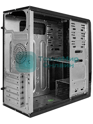 Компьютерный корпус Miditower ExeGate CP-604-UNS400 (ATX, БП UNS400 с вент. 12см, 2*USB, аудио, черный)