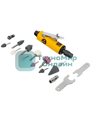 Пневмошлифмашина прямая Denzel PGS25000, 25000 об/мин, 10 шлиф. камней, цанга - 3, 6 мм, 113 л/мин