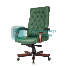 Кресло Бюрократ T-9928Walnut зеленый, кожа