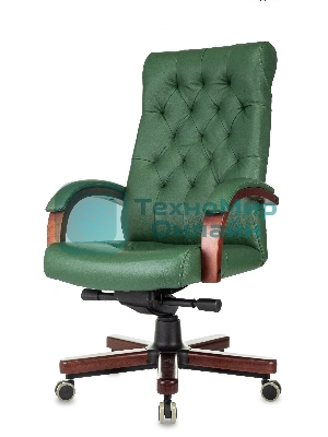 Кресло Бюрократ T-9928Walnut зеленый, кожа