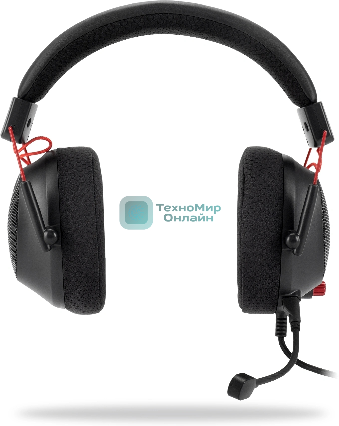 Наушники с микрофоном Оклик HS-L305G черный/красный 2м мониторные оголовье (2060511)