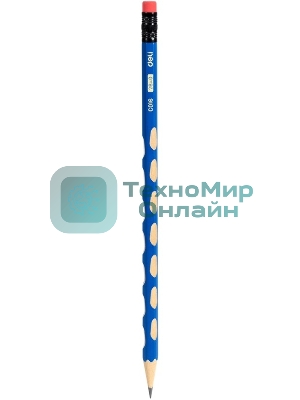 Карандаш чернографитный Deli EC016-2B U-Touch 2B, трехгранный, (12шт) ластик
