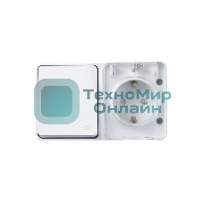 Блок ОП AtlasDesign Profi54 розетка 16А 250В с заземл. защ. шторки + 1-кл. выключатель 10А IP54 бел. SchE