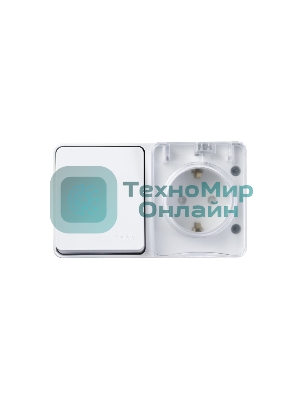 Блок ОП AtlasDesign Profi54 розетка 16А 250В с заземл. защ. шторки + 1-кл. выключатель 10А IP54 бел. SchE