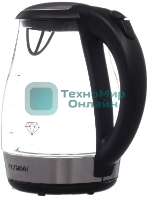 Чайник электрический Hyundai HYK-G2030 1.7 л, 2200 Вт, черный (корпус: стекло)